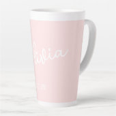 Tasse Latte Nom de la boue personnalisée rose pâle (Angle droit)