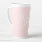 Tasse Latte Nom de la boue personnalisée rose pâle (Angle gauche)