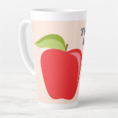 Tasse Latte Nom de l'enseignant personnalisé avec Apple modern (Angle gauche)