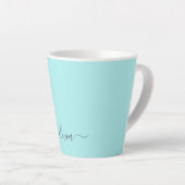 Tasse Latte Nom de monogramme girly écriture moderne sarcelle  (Angle droit)