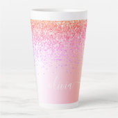 Tasse Latte Nom de monogramme métallique pailleté girly pastel (Devant)