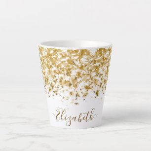 Tasse Latte Nom de monogramme pailleté or élégant