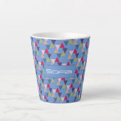 Tasse Latte Nom de motif triangle Abstrait bleu (Devant)