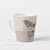 Tasse Latte Nom de papillon personnalisé Monogramme (Angle gauche)