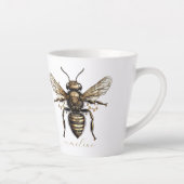 Tasse Latte Nom de script élégant Abeille dorée (Droite)