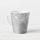 Tasse Latte Nom de script Glam Argent Extra Étincelant (Angle gauche)