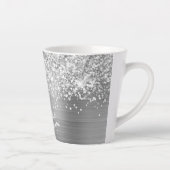 Tasse Latte Nom de script Glam Argent Extra Étincelant (Droite)
