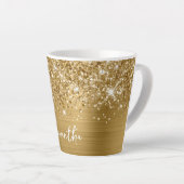 Tasse Latte Nom de script Gold Glam Extra Étincelant (Angle droit)