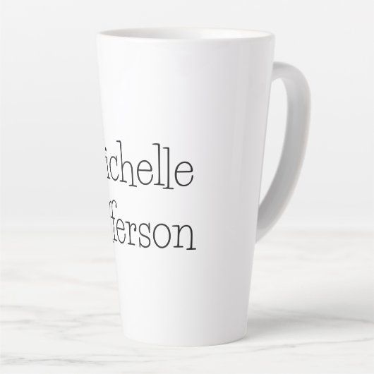 Tasse Latte Nom de script noir et blanc tendance Chic (Angle droit)