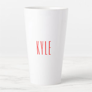 Tasse Latte Nom d'écriture classique professionnel rouge blanc