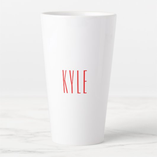 Tasse Latte Nom d'écriture classique professionnel rouge blanc (Devant)