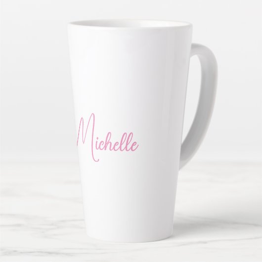 Tasse Latte Nom d'écriture moderne professionnel rose blanc (Angle droit)