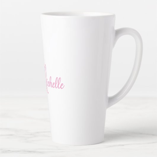 Tasse Latte Nom d'écriture moderne professionnel rose blanc (Droite)