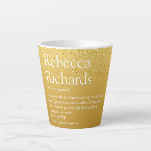 Tasse Latte Nom Définition Gold Parties scintillant Moderne Am