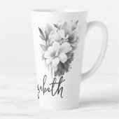 Tasse Latte Nom des fleurs noires et blanches (Droite)