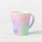 Tasse Latte Nom des gouttes de parties scintillant rose hologr (Angle droit)