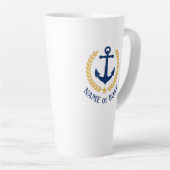 Tasse Latte Nom du bateau Ancre nautique Gold Style Laurel Sta (Angle droit)