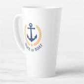 Tasse Latte Nom du bateau Ancre nautique Gold Style Laurel Sta (Angle gauche)