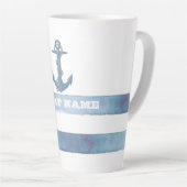 Tasse Latte Nom du bateau nautique, Ancre, corde, Bleu clair b (Angle droit)