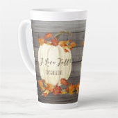 Tasse Latte Nom du Citrouille blanc de la feuille de chute rus (Angle gauche)
