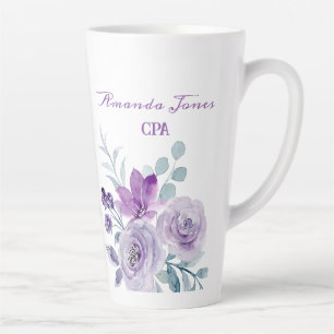 Tasse Latte Nom du client CPA Comptable Floral Rose