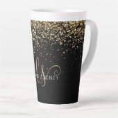 Tasse Latte Nom du monogramme de la Parties scintillant d'or (Angle droit)