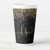 Tasse Latte Nom du monogramme de la Parties scintillant d'or (Devant)