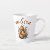 Tasse Latte Nom du monogramme du Citrouille customisé (Droite)