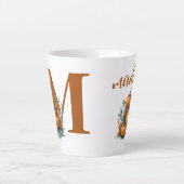Tasse Latte Nom du monogramme du Citrouille customisé (Devant)