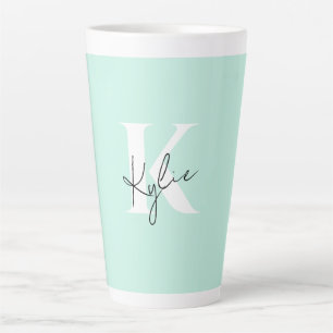 Tasse Latte Nom du monogramme personnalisé de la crème à la me