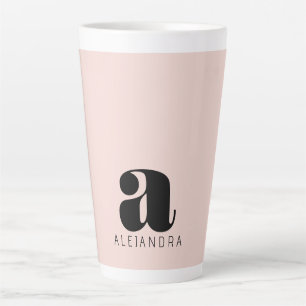 Tasse Latte Nom du monogramme rose gras moderne