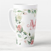 Tasse Latte Nom du monogramme Rose Rose Rose Rose Aquarelle Fl (Angle gauche)