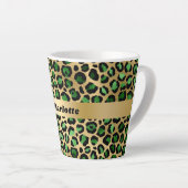 Tasse Latte Nom du motif du léopard vert émeraude (Angle droit)