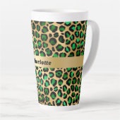 Tasse Latte Nom du motif du léopard vert émeraude (Angle droit)