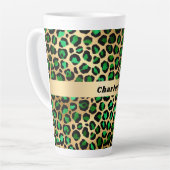 Tasse Latte Nom du motif du léopard vert émeraude (Angle gauche)