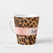 Tasse Latte Nom du ruban rose du Rose animal léopard (Angle gauche)