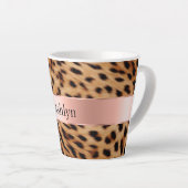 Tasse Latte Nom du ruban rose du Rose animal léopard (Angle droit)