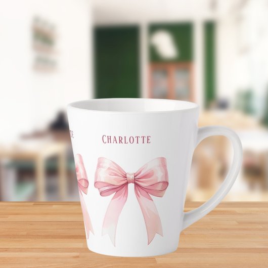 Tasse Latte Nom du script des arcs roses