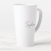 Tasse Latte Nom du script noir ou monogramme en blanc (Angle droit)