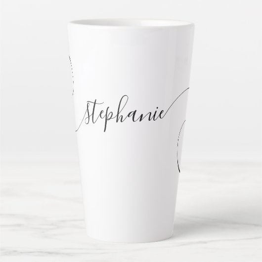 Tasse Latte Nom élégant en écriture cursive (Devant)