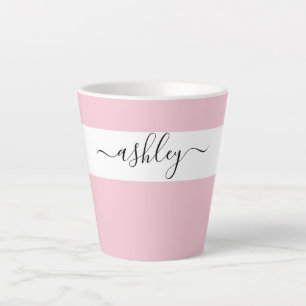 Tasse Latte Nom Élégant en Typographie Script Rose