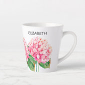 Tasse Latte NOM et aquarelle Hydrangea Floral rose (Droite)
