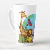 Tasse Latte Nom et texte personnalisés Terre avec animaux (Angle gauche)
