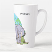Tasse Latte Nom et texte personnalisés Terre avec animaux (Droite)
