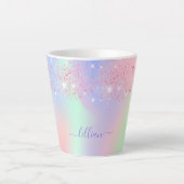 Tasse Latte Nom holographique rose violet (Devant)