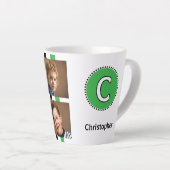 Tasse Latte nom initial noir vert de 4 photos (Angle droit)