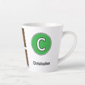 Tasse Latte nom initial noir vert de 4 photos (Droite)