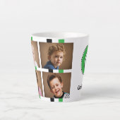 Tasse Latte nom initial noir vert de 4 photos (Devant)
