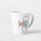 Tasse Latte Nom MD Retro Médicale Retro personnalisé (Angle droit)
