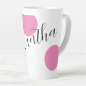 Tasse Latte Nom Moderne Grand Pois rose (Angle droit)